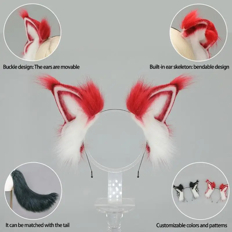 

Handmade Plush Devil Horn Headbands Adjustable Metal Frame For Cosplays Halloween