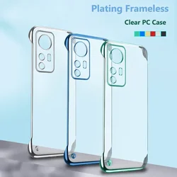 Glossy Thin Electroplated Frameless Case For Xiaomi 13 12S Ultra 12 11 13T 10T Pro 12X Lite Civi Hard Clear Transparent Cover