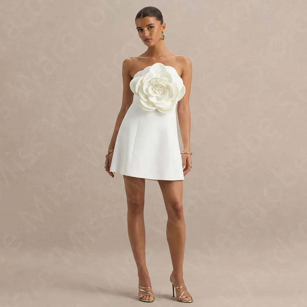 

Customized New Arrival Cocktail Dresses Short 2025 Homecoming Dresses Mini Length Flower Graduation Gowns Ivory Back Out