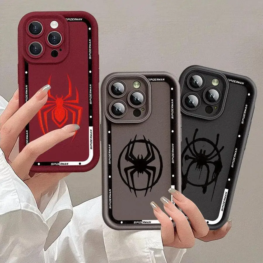 Marvel Sipiderman Logo Phone Case for iPhone 15ProMax 13 Mini 12 Pro 16 11 Pro SE XS Max 8 7 XR 14 Plus Soft Cover Luxury