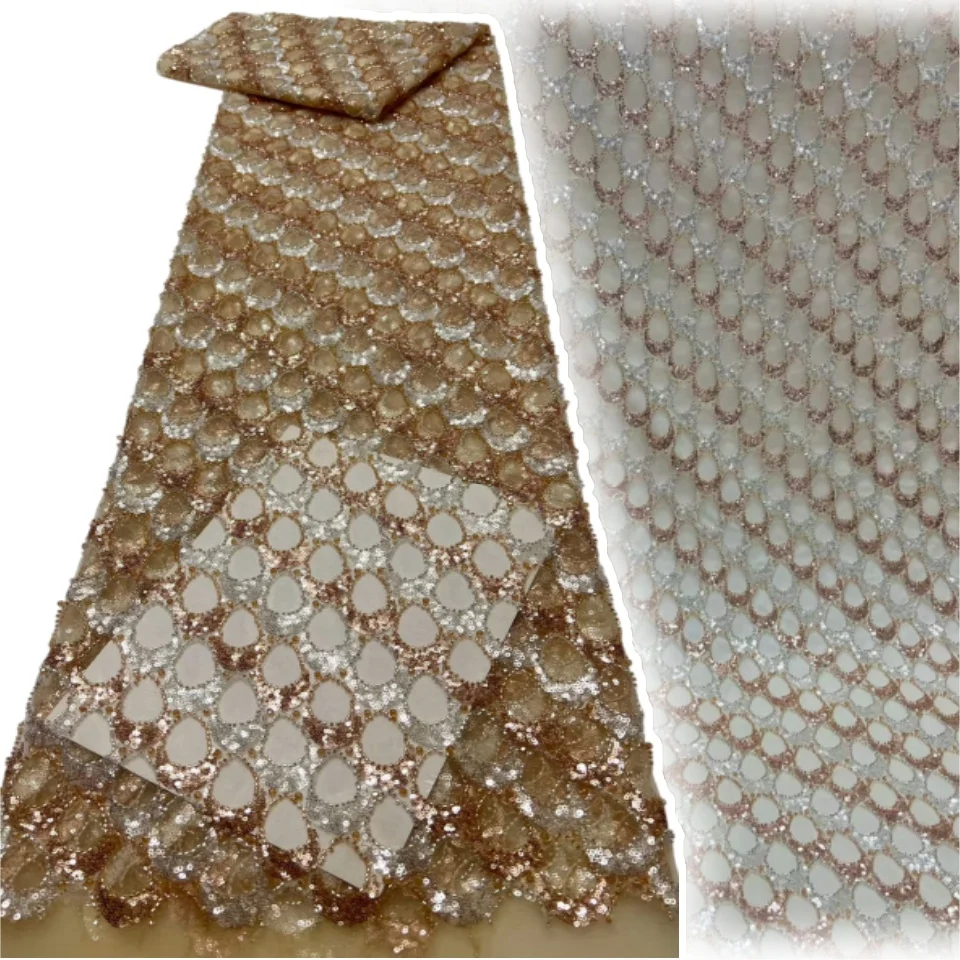 African Lace Fabric 2025 High Qulity Beads Sequins Embroidery Velvet Fabric Fall and Winter for Women Evening Party Dress C3754