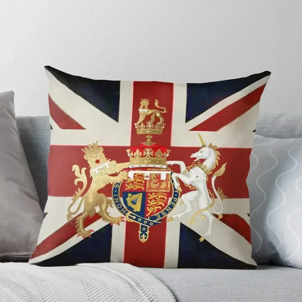 

Union Jack with Windsor Insignia Throw Pillow Room decorating items Luxury Pillow Cover home decor items pillow