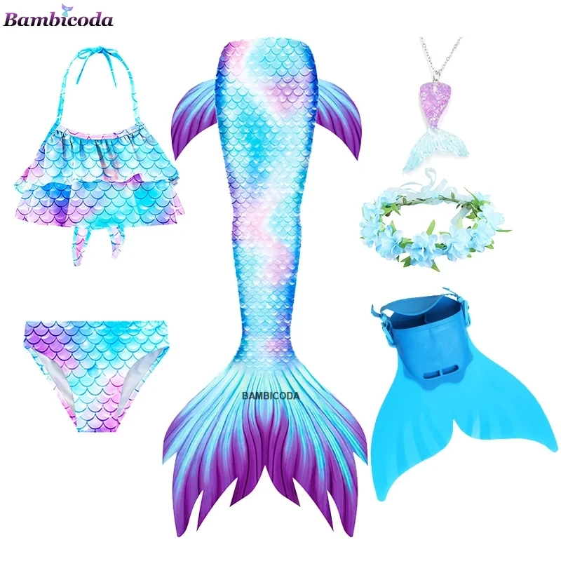 

Girls Swimming Mermaid Tail Kids Cosplay Monofin Ariel Mermaid Swimsuit for Swimming Costume Children Halloween Party Swimsuit