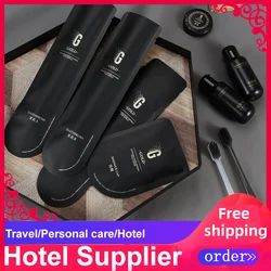 Free Shipping Black Packaging Hotel Supplier Wholesale Slipper Shaving Kit Shampoo Soap Vanity Toothbrush Toothpastes Razor