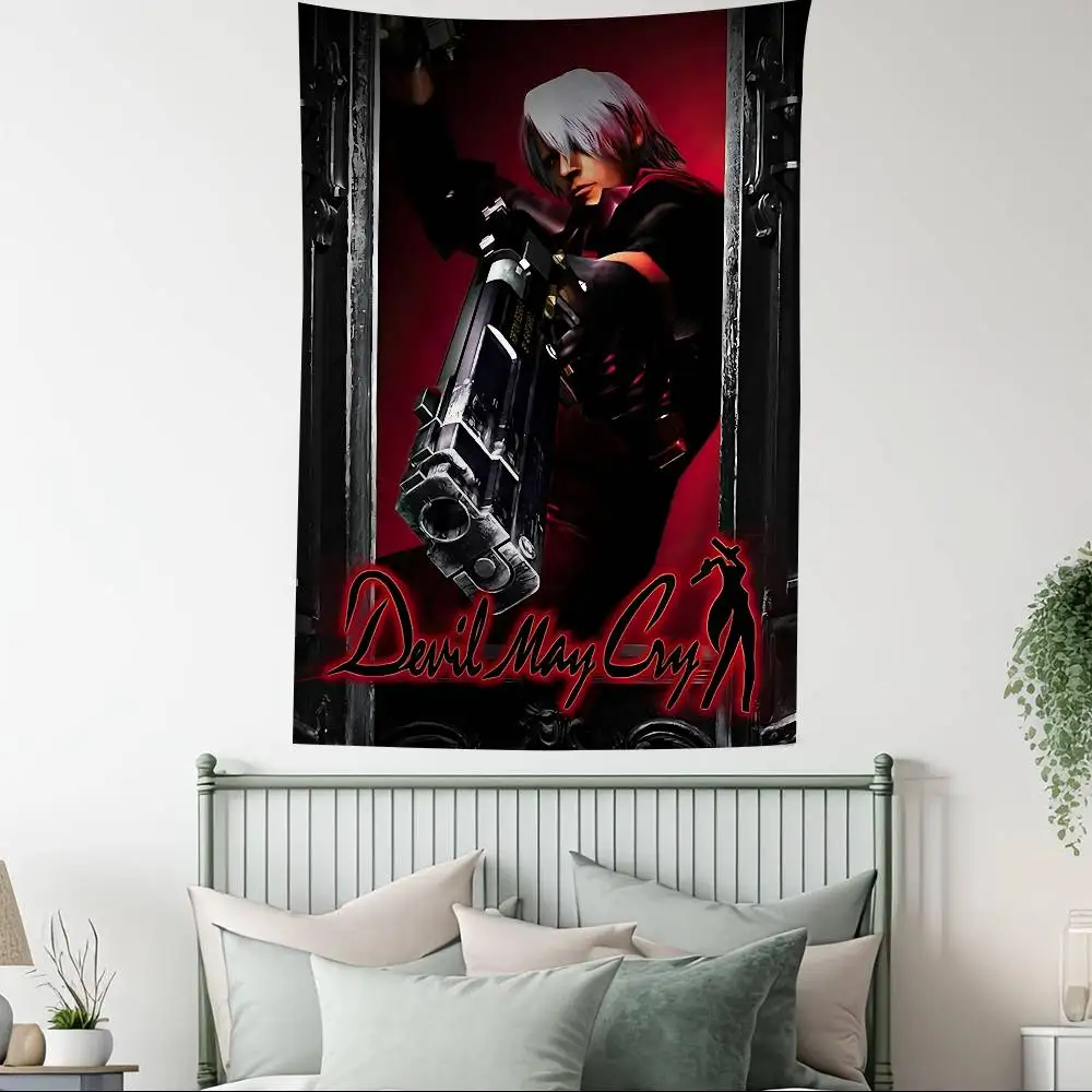 D-Devil May Cry-S Classic Game Movie Anime Tapestry Indian Buddha Wall Decoration Witchcraft Bohemian Hippie