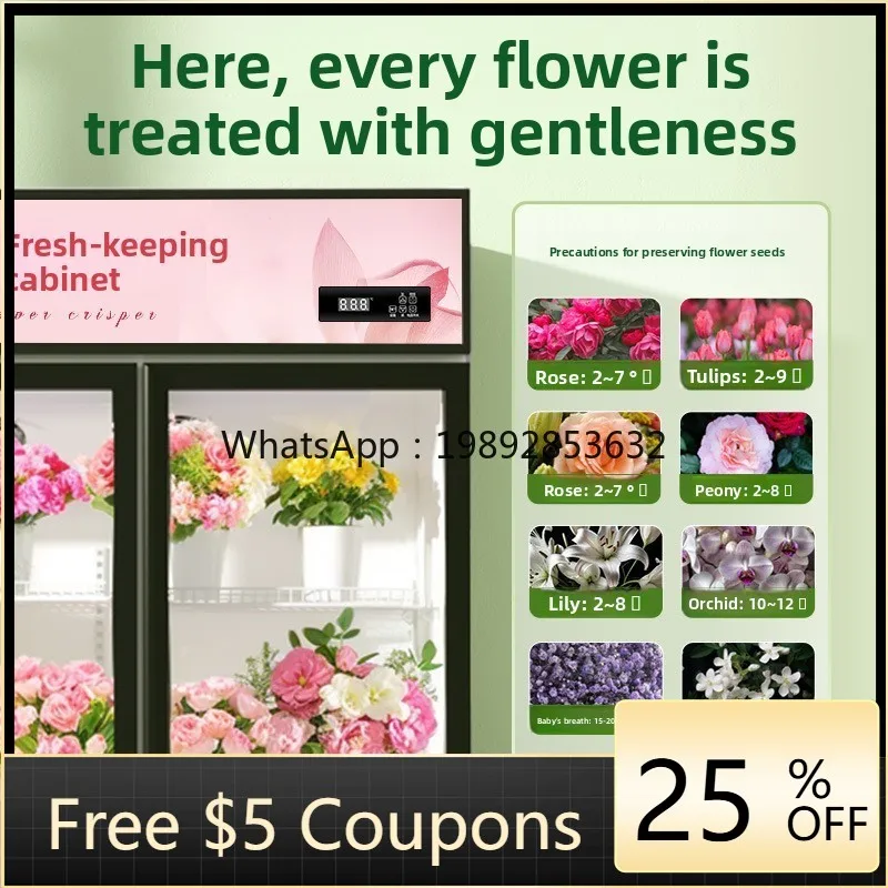 

Flower Shop Commercial Fresh Flower Preservation Cabinet Large Capacity Air-Cooled Freezer Refrigerated Fresh Preservation