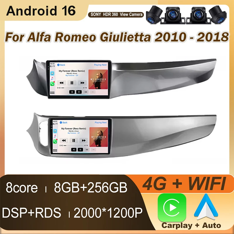Carplay Car Radio Video Player Car Android For Alfa Romeo Giulietta 2010 - 2018 Screen GPS Navigation DSP Autoradio No 2din DVD