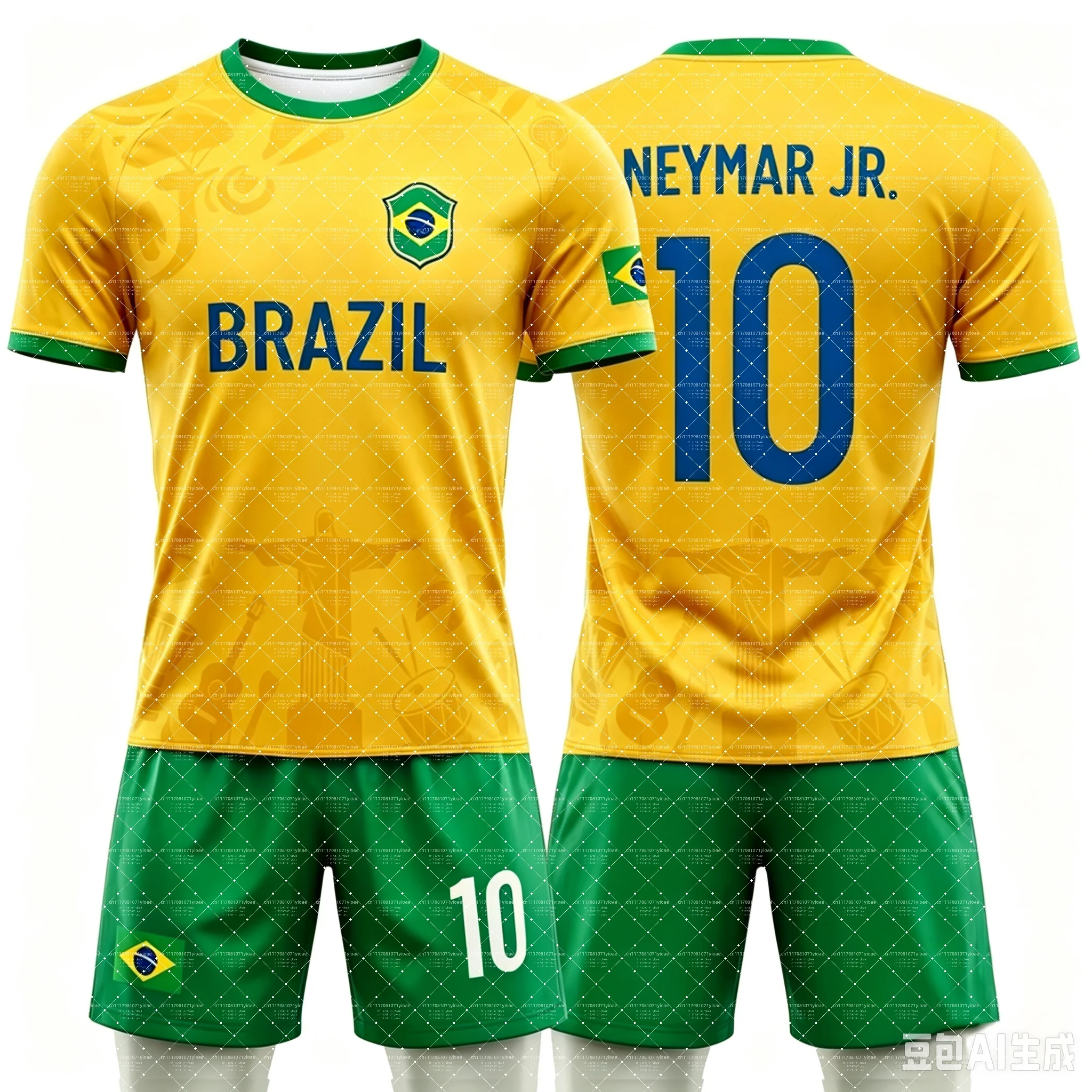 2026 Special Neymar 10 & VINI JR Fußballtrikot-Set mit T-Shirt und Shorts, Einzeloberteil erhältlich, 2-teiliges Set für brasilianische Fans, Sommer für Kinder – Detail 8