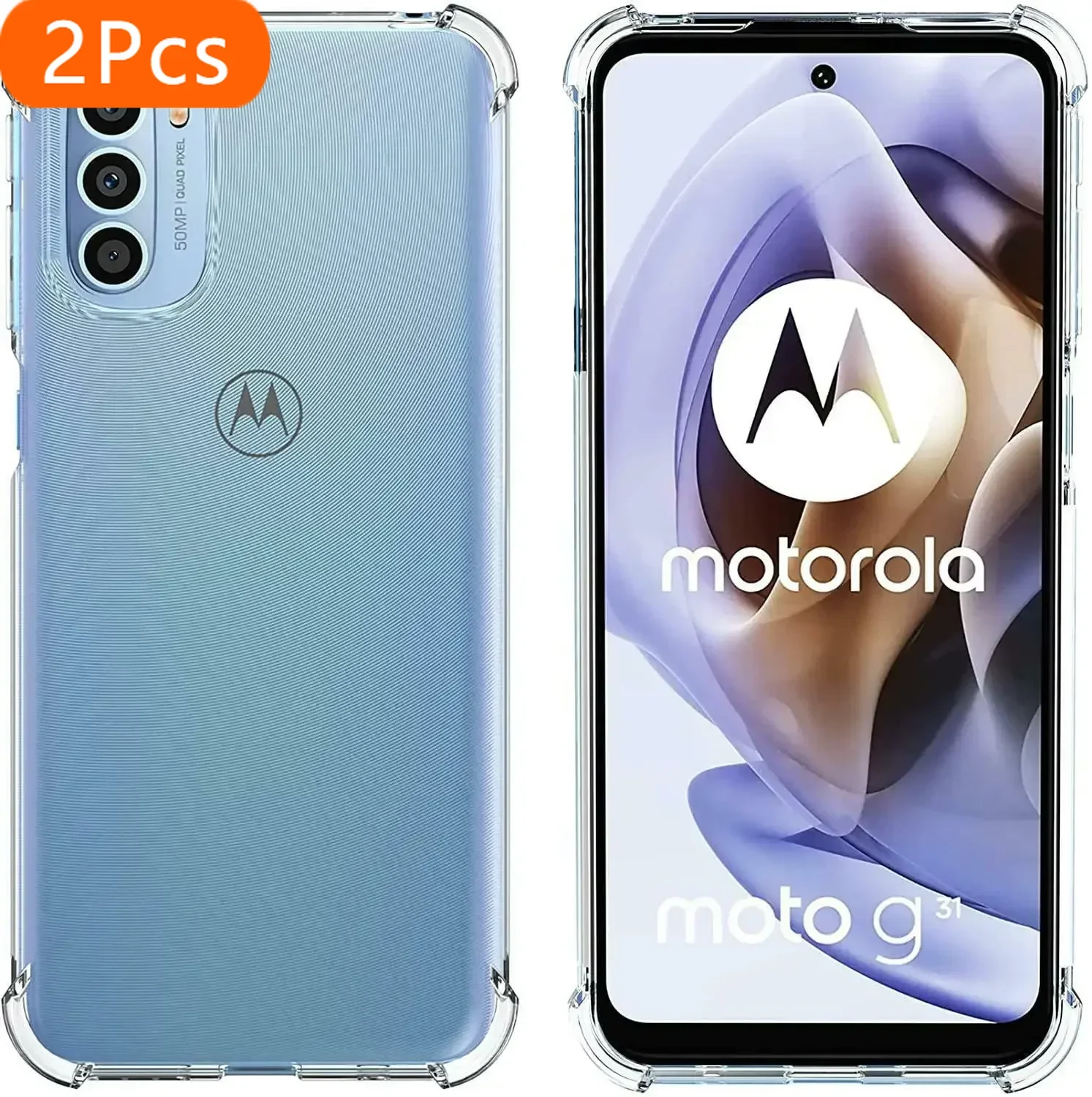 

2Pcs for Moto G31 G41 G50 G71 G51 5G Clear Shockproof Slim Ultra-Thin Flexible TPU Soft Silicone Anti-Drop Phone Cover