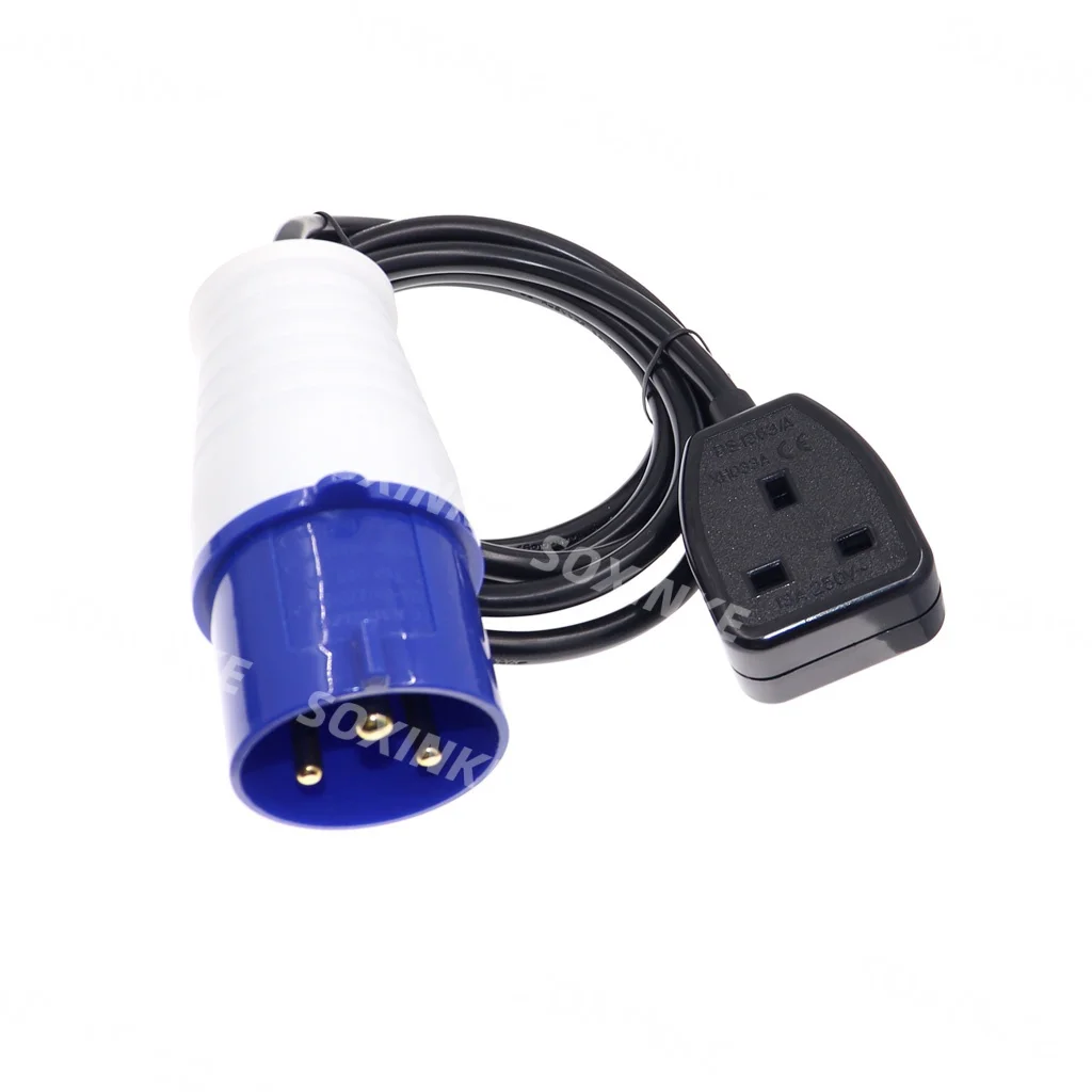 IEC 60309 332P6 to EU Schuko CEE7/7 Outlet Socket,connect The Schuko Plug To The 332C6 Receptacle Power Cord,IP44,0.5M/1M/2M...
