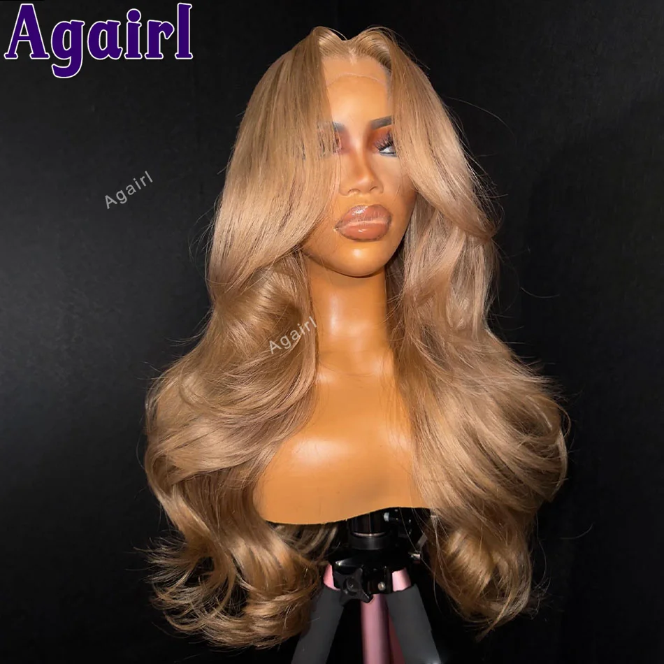 Honey Aging Blonde Body Wave Lace Front Wig pour femmes noires, perruques de cheveux humains, pré-plumées, colorées, Frmetals, 30 po, 32 po, 13x4, 13x6