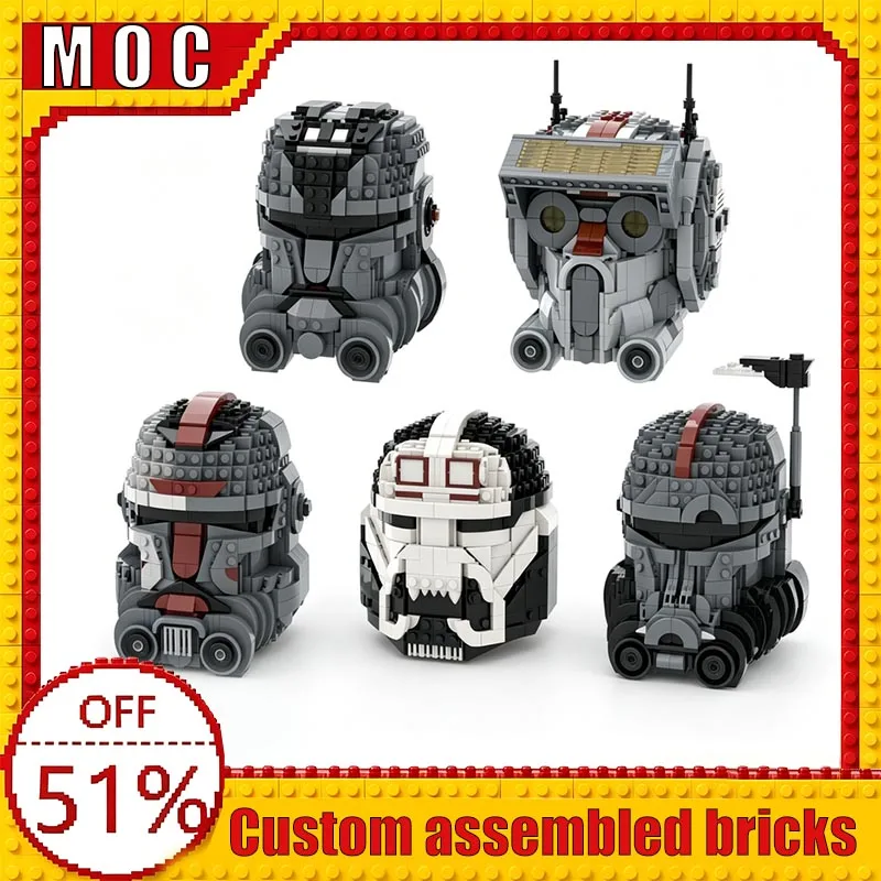 

4760PCS War Series Creative Helmet Bundle Custom Building Blocks Technology MOC Set Education Assembly Toy Birthday Gift Display