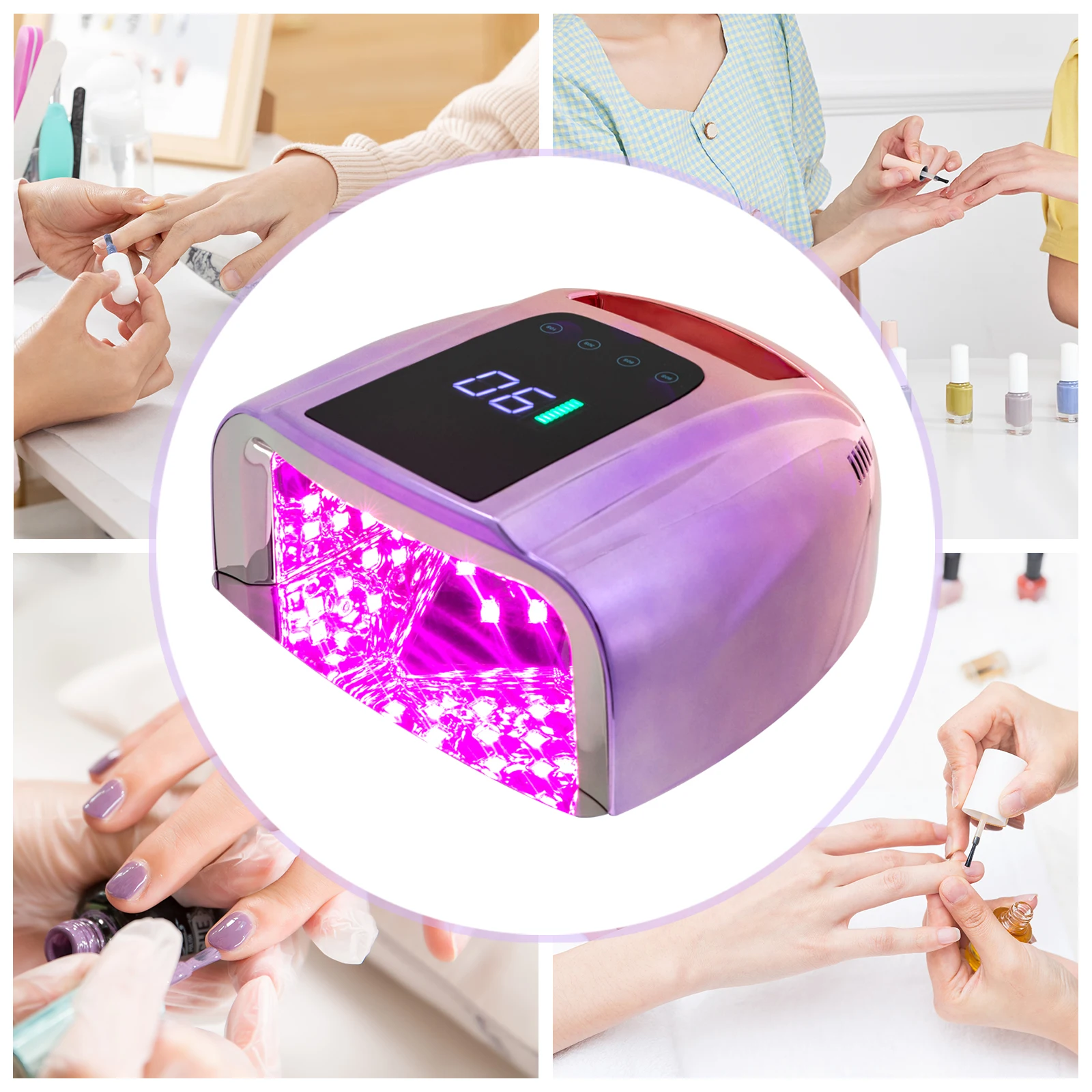 96W oplaadbare UV LED-nagellamp Draadloze nageldroger met verwijderbare bodem Professionele uithardingslamp voor vingernagel en teennagel