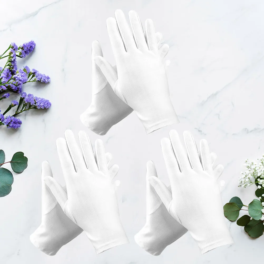3Pairs Spandex Jewelry Gloves Elastic Stretchy Etiquette Gloves for Inspection Handling Coin Silver Protection