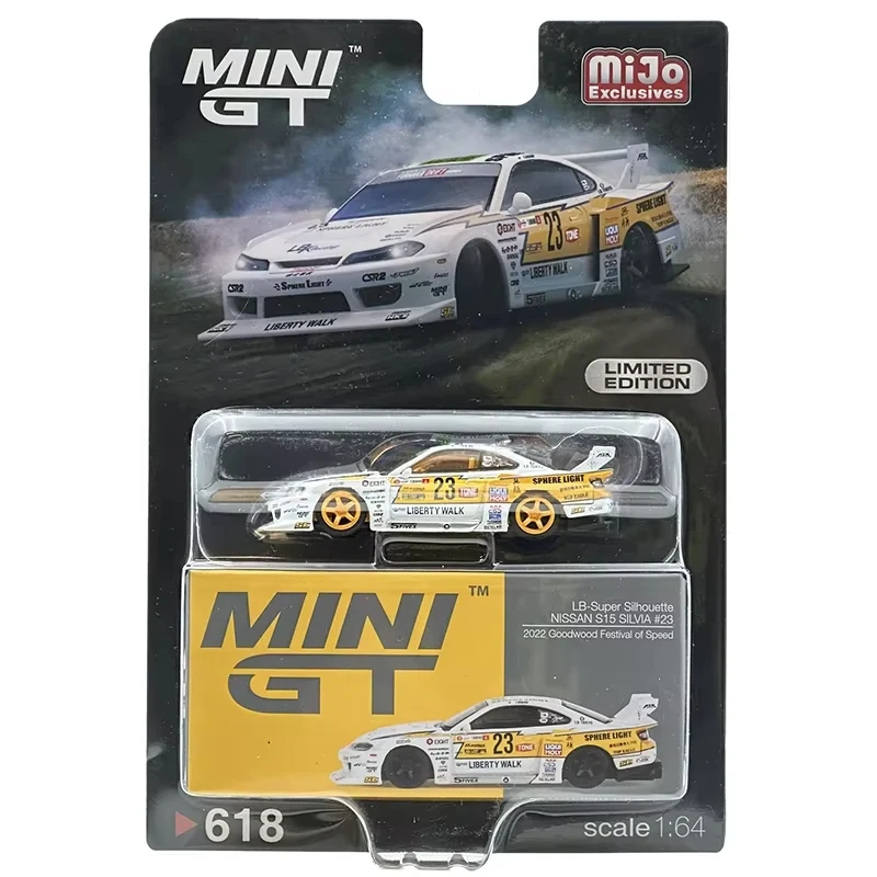 ** CAJA ** MINIGT 1:64 GTR R35 SILVIA S15 RX7 FD3S LBWK KUMA Skyline Kenmeri KPGC110 juguetes de modelo de coche fundido a presión