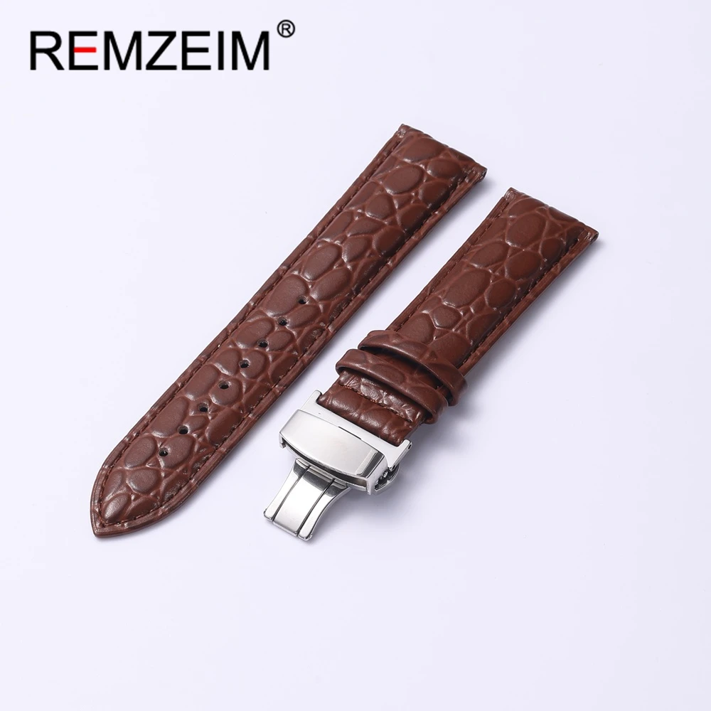 Krokodilmuster PU-Lederarmband 18mm 20mm 22mm 24mm Business-Armband mit Butterfly-Schnalle Herren-Ersatzarmband