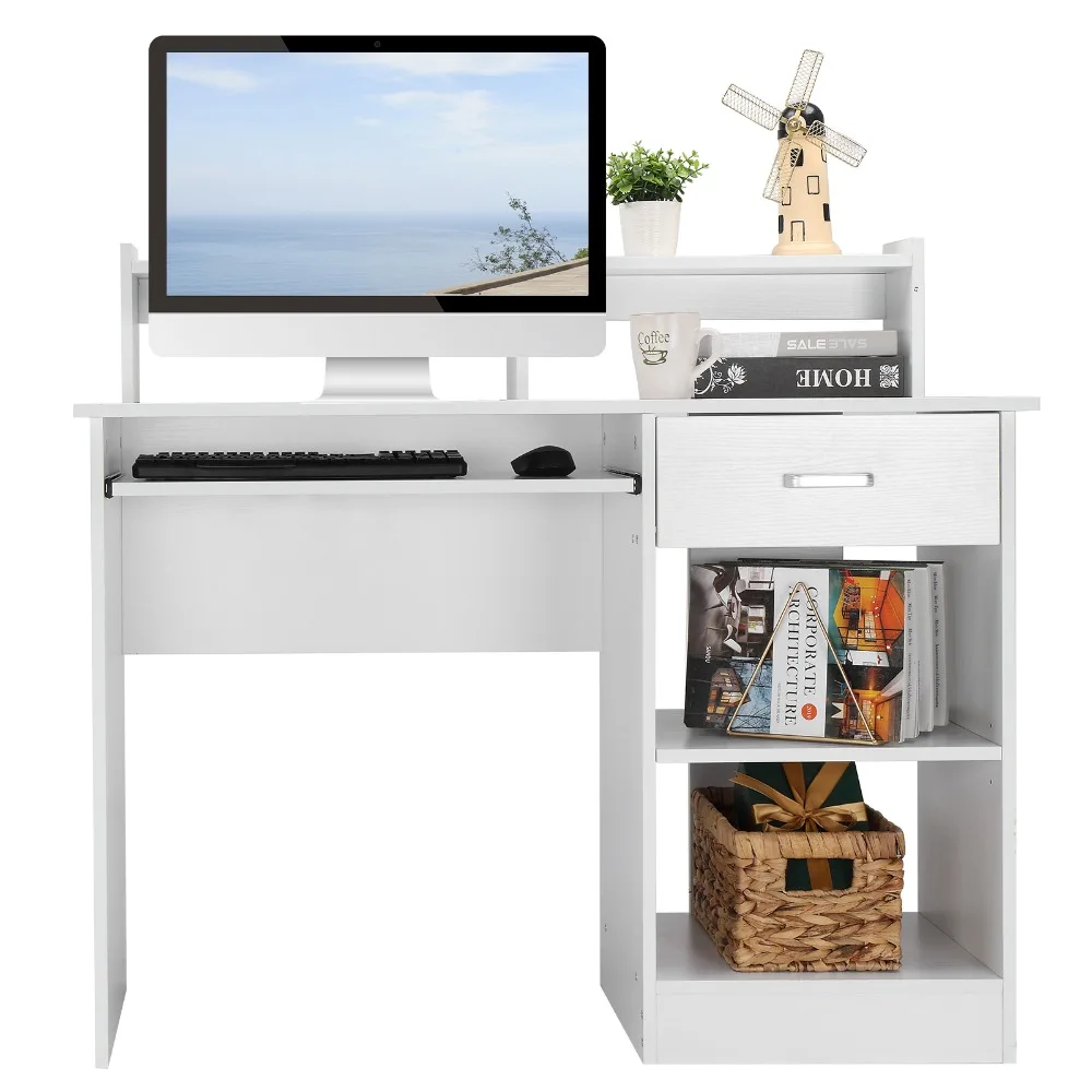 

General Style Modern E1 15MM Chipboard Computer Desk White, for livingroom,home office, computer desk