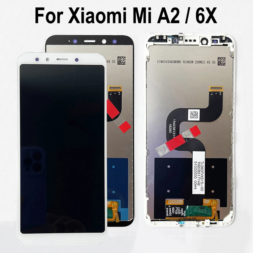 

ЖК-дисплей для Xiaomi Mi A2, сенсорный экран с дигитайзером в сборе для Xiaomi Mi 6X, ЖК-экран с рамкой, запасные части