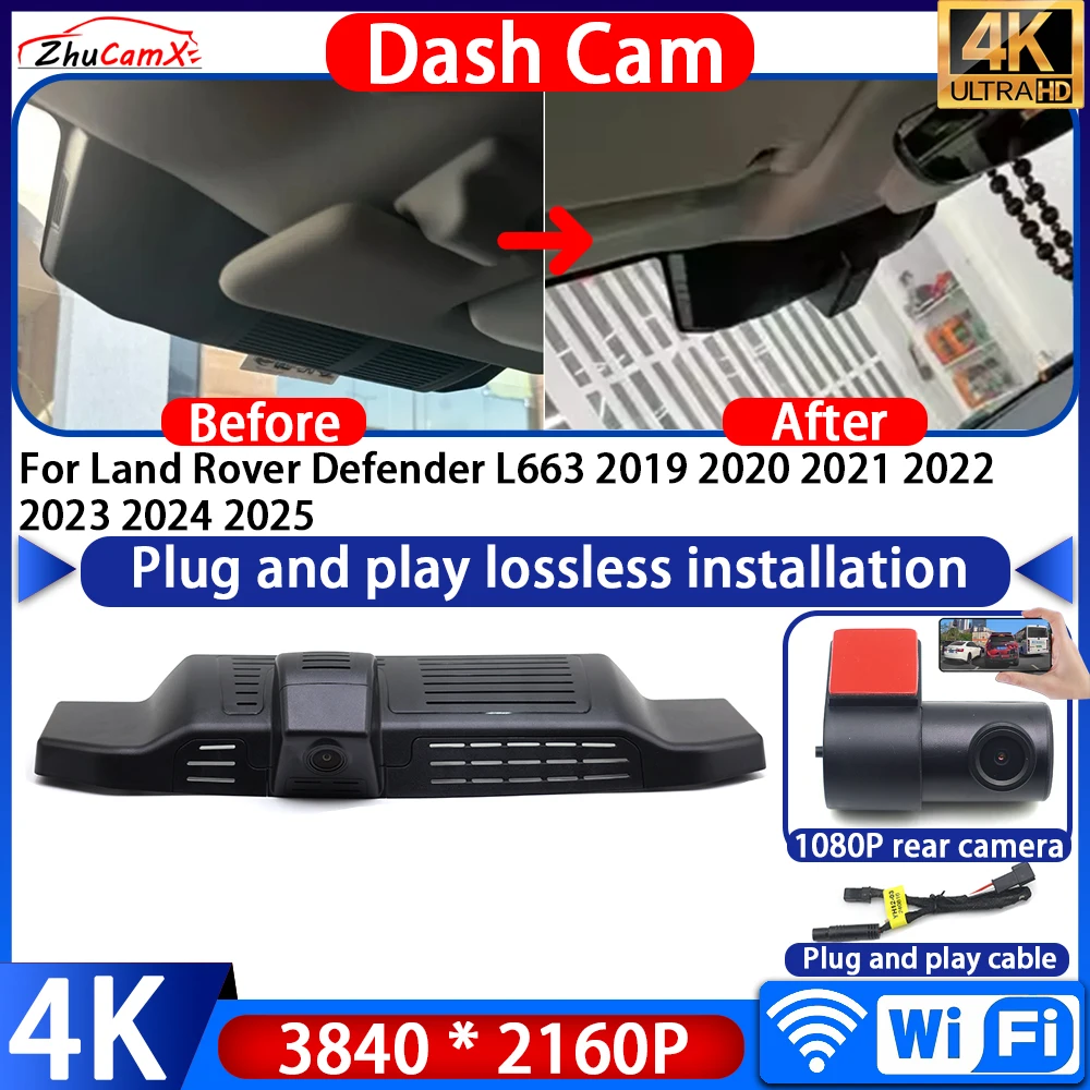 For Land Rover Defender L663 2019 2020 2021 2022 2023 2024 2025 Dash Cam Camera 4K Plug And Play Video Recorder 170° Wide Angle