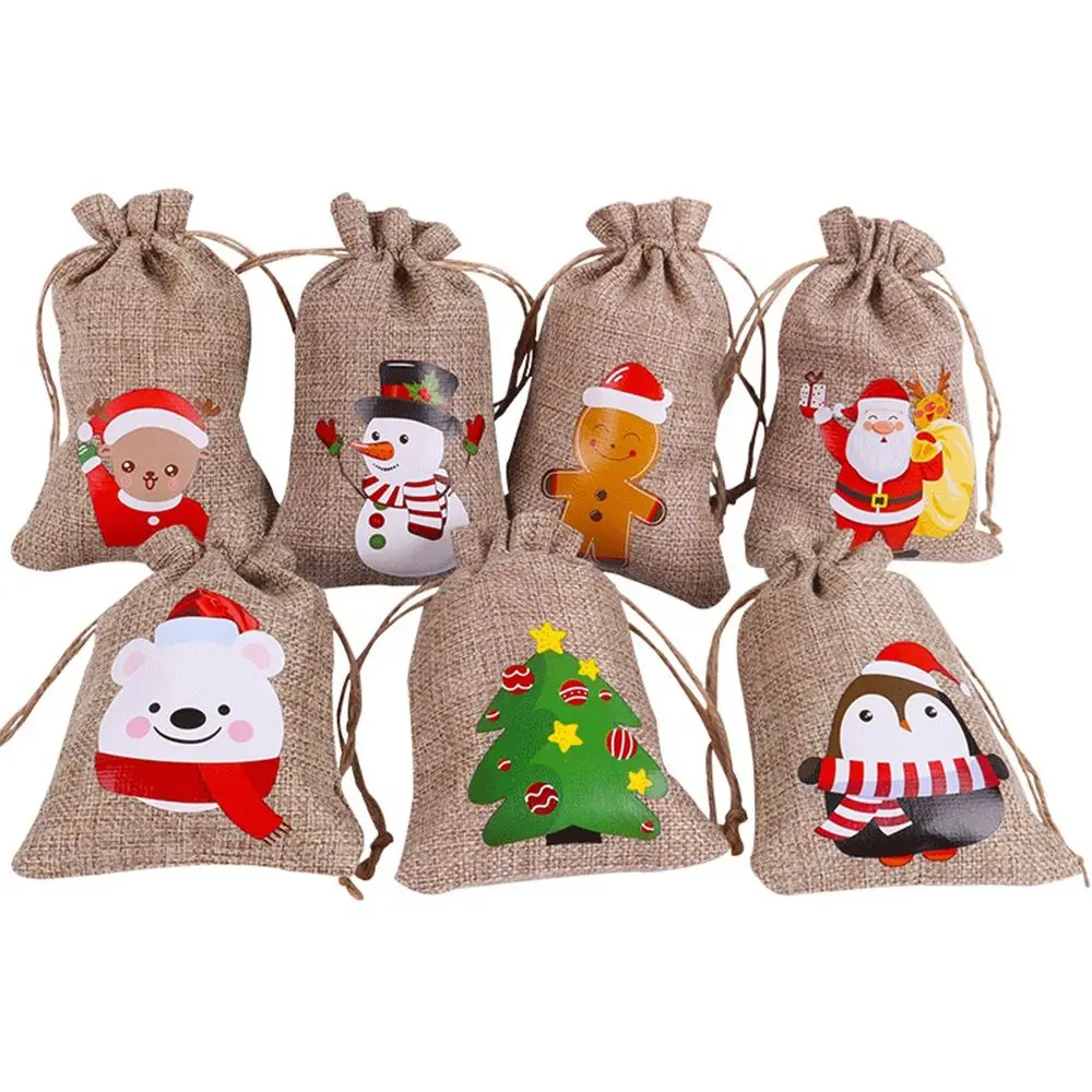 

Snowman Gift Bags Drawstring Pouch Party Wedding Ornament Christmas Decorations Storage Bags Candy Bags Christmas Ornament