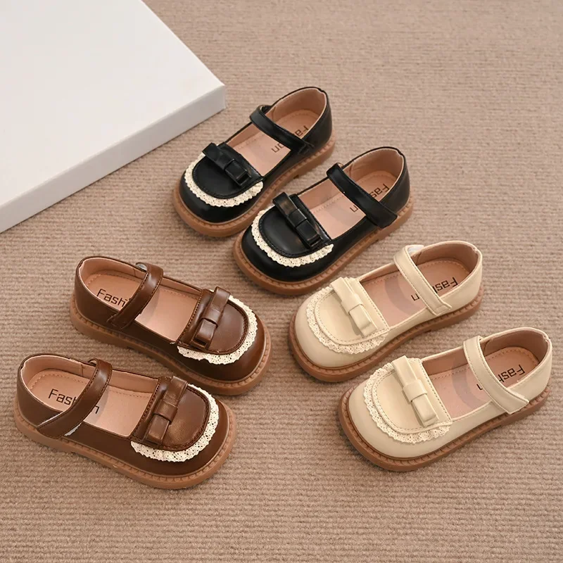 

Fashion New Baby Girl Soft Sole Spring Autumn Bow Princess Shoes School Student Flats Loafer Shoes Kids Size 22-33