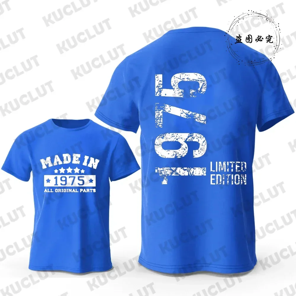 تي شيرت للرجال عتيق صنع في 1975 48th عيد الميلاد 48 سنة تي شيرت رجالي التي شيرت الشارع موضة قصيرة الأكمام قميص الرجال الملابس