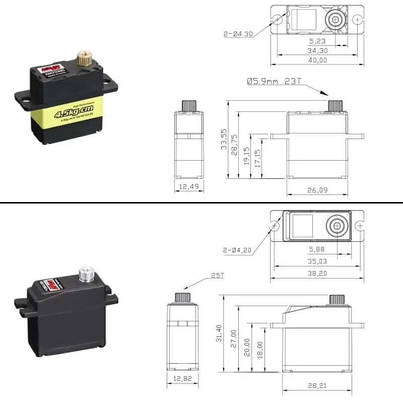 Kingmax KM1703MDHV 4.5kg 4.8-6V Servo digitale dente metallico ad alta pressione per aereo modello robot ad ala fissa