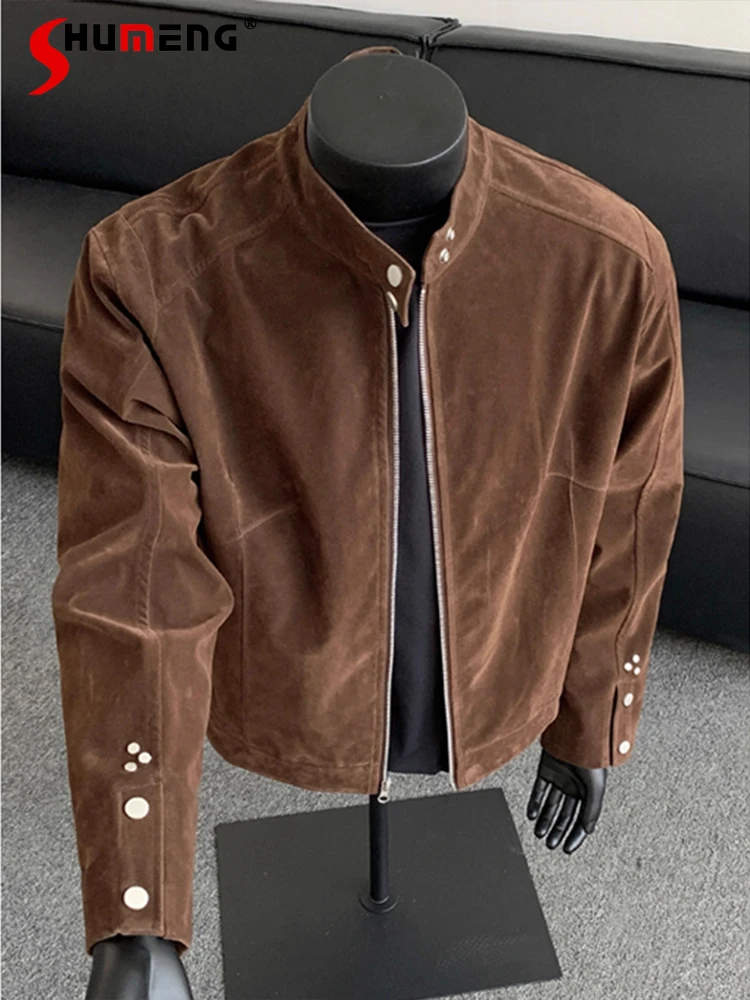 

Men's 2025 Autumn New Solid Color Baseball Jackets American Style Stylish Stand Collar Flight Jacket Male Fashion Handsome Coats