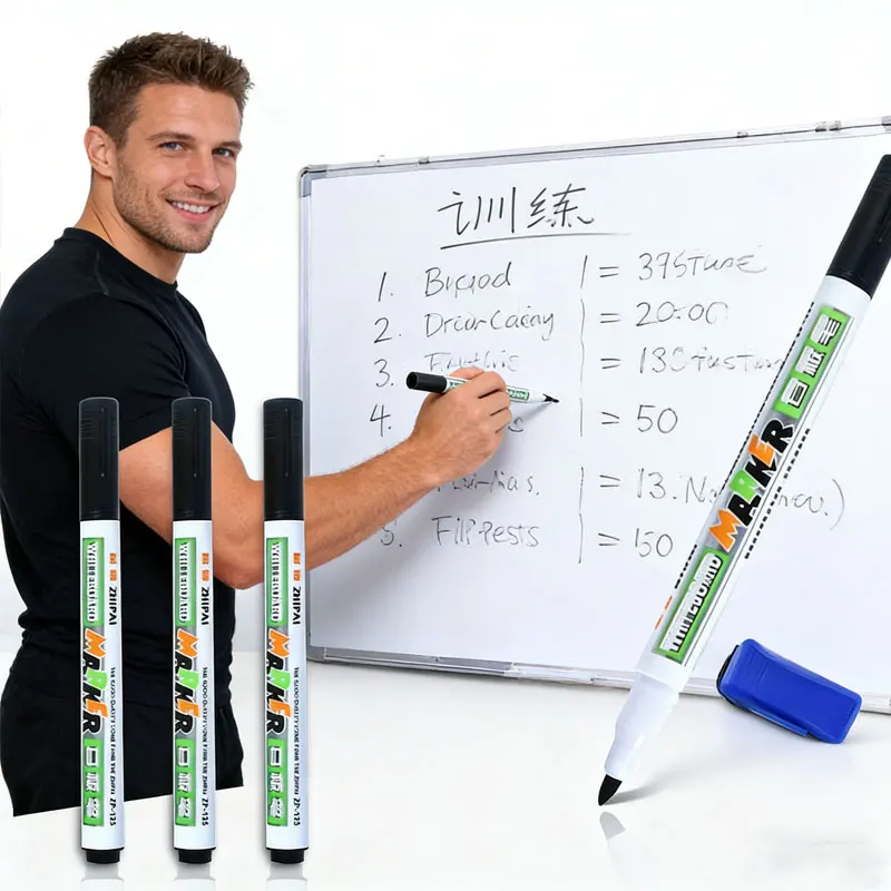 10 Pcs Office Supplies Black Water-based Erasable Whiteboard Pen Blackboard Pen Drawing Board Pen Writing Board Easy-to-erase
