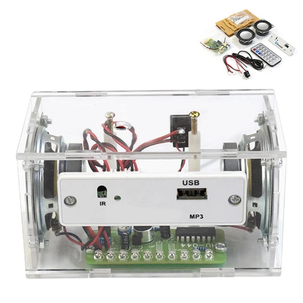 Electronics Learning Kit for Speaker Making with 5V DC Power Supply for White Red Terminal Wiring and Sound Light Effect Circuit