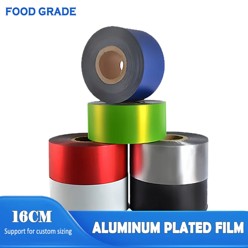 16cm color aluminum plated roll film heat sealed food packaging film automatic packaging machine consumables composite film