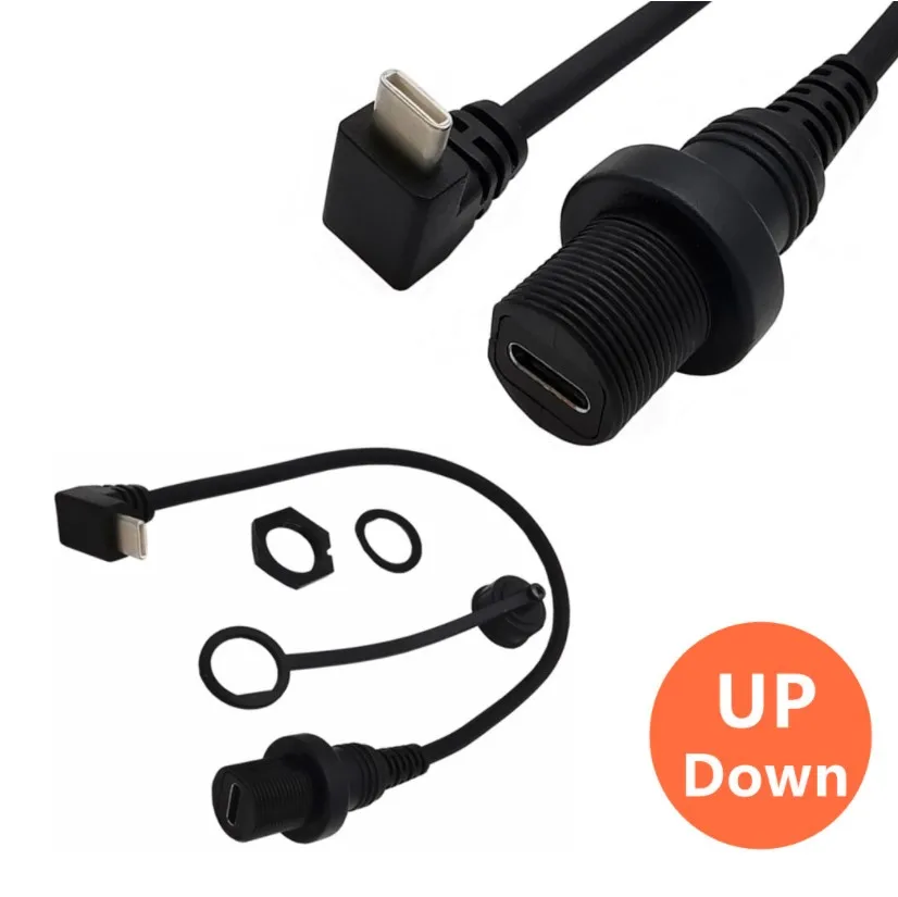 30cm Mini Wodoodporny Kabel USB 2.0 Type-C IP67 Męski na Żeński do Montażu Panelowego, Przedłużacz do Urządzeń USB 3.1 — zdjęcie produktu 2