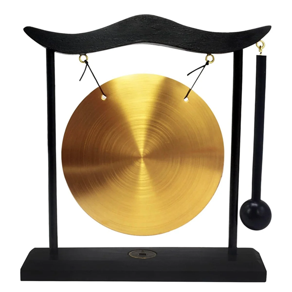 Mini Desktop Gong Table Wind Chime Percussion Instrument Cymbals Gongs with Mallet for Home Decor Housewarm Gift-A