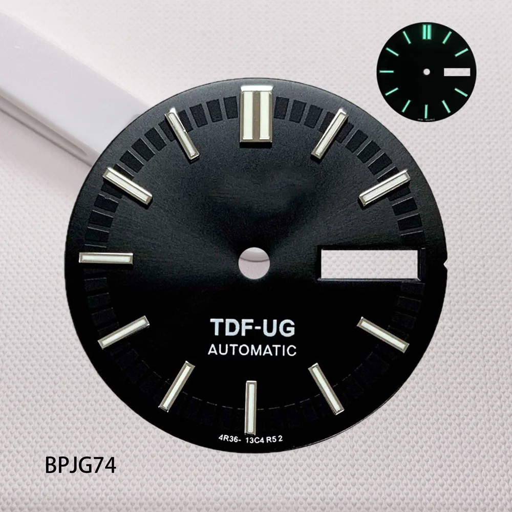 جديد 28.5 مللي متر 5 فتحات TDF-UG قرص أخضر مضيء ، مناسب لملحقات ساعة الحركة الأوتوماتيكية NH35/36 حسب الطلب