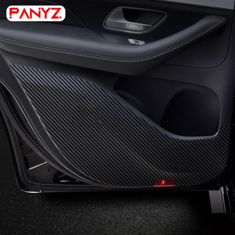 Leather Carbon Fiber Sticker Door Anti Kick Cover Mat For Mercedes Benz GLE W166 W167 V167 GLE350 GLE450 GLE Coupe C292 C167