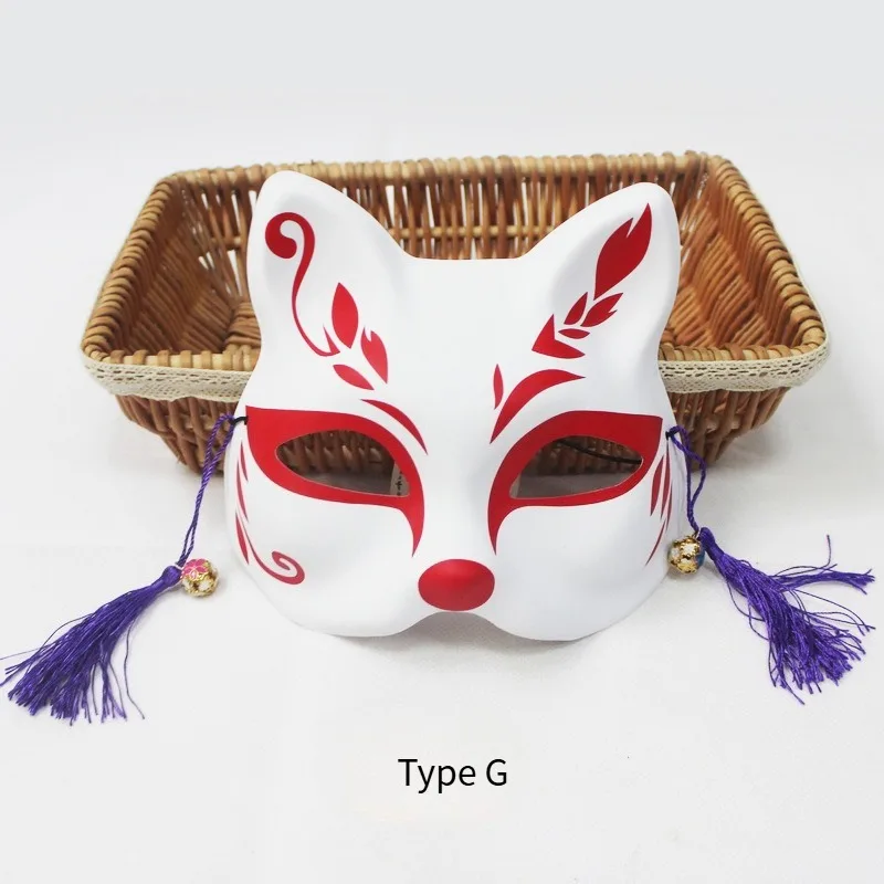 Halbkatzen-Gesichtsmasken für Herren und Damen, handbemalt, japanischer Stil und Stil, Fuchs, Anime, Cosplay, Make-up, Ball, Halloween