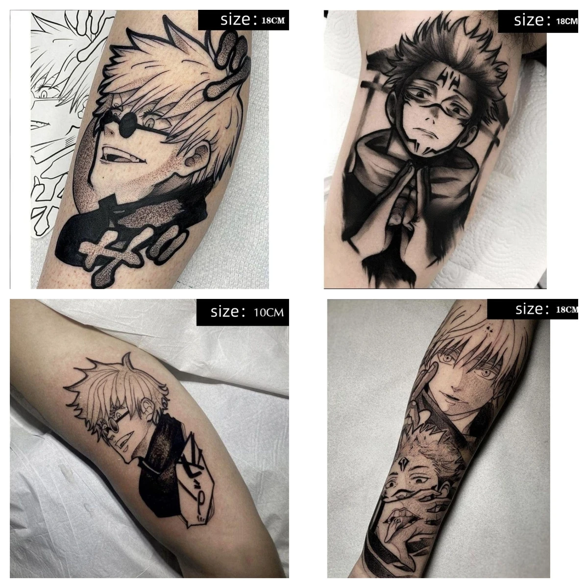 

Cosplay Anime Jujutsu Kaisen Temporary Tattoos Cartoon Big Size Tattoo Body Art Arm Waterproof Fake Tatoo Sticker for Woman Men