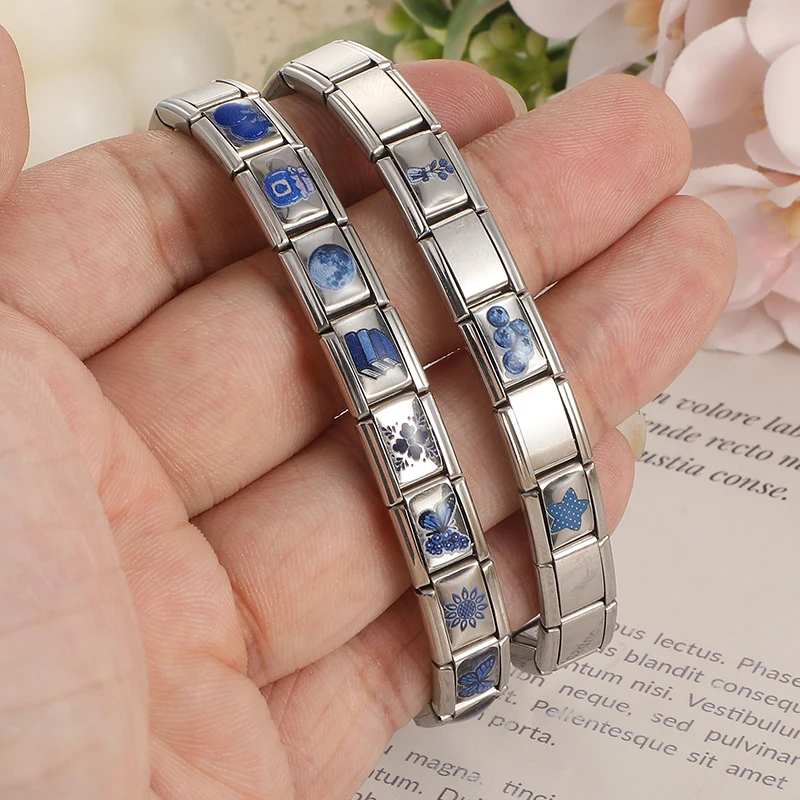 Fashion Blue Star Heart Butterfly Cake Blueberry Italian Charms Fit 9mm Stainless Steel Bracelet DIY Making Jewelry Wholesale - view 4