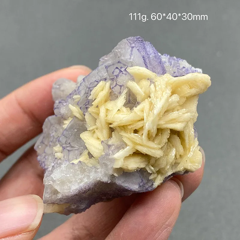 100% natural columnar barite original Purple fluorite stone mineral specimen cures crystal.