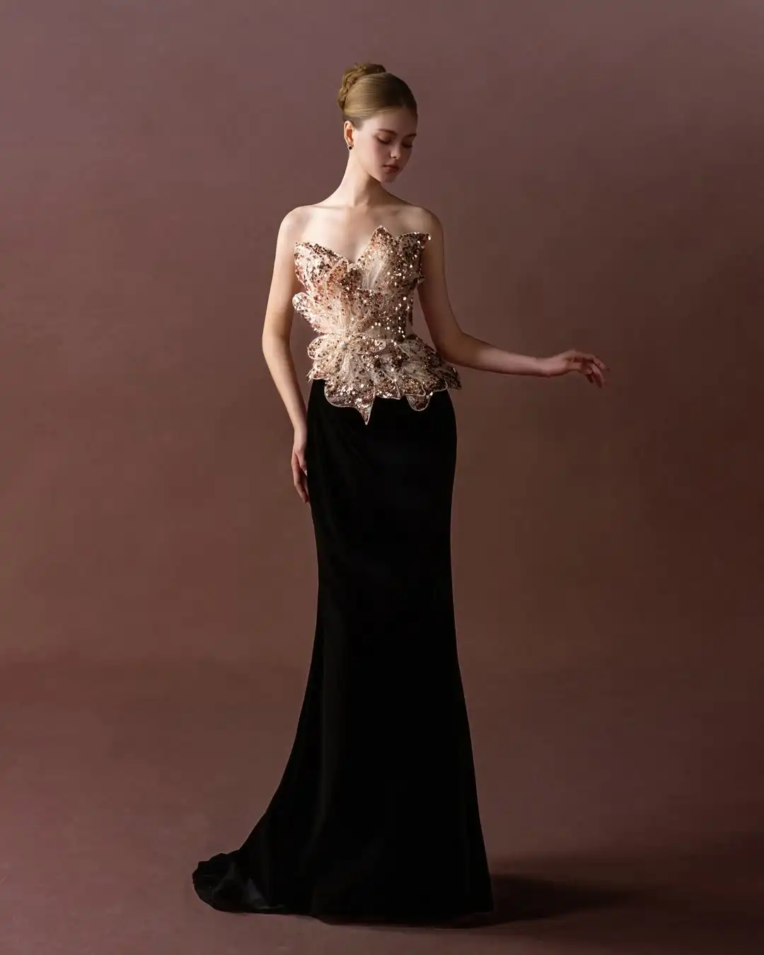 

Ofherown New Strapless Sequin Mermaid Evening Dresses Luxury Velvet Women Prom Gowns for Special Occasions Customized