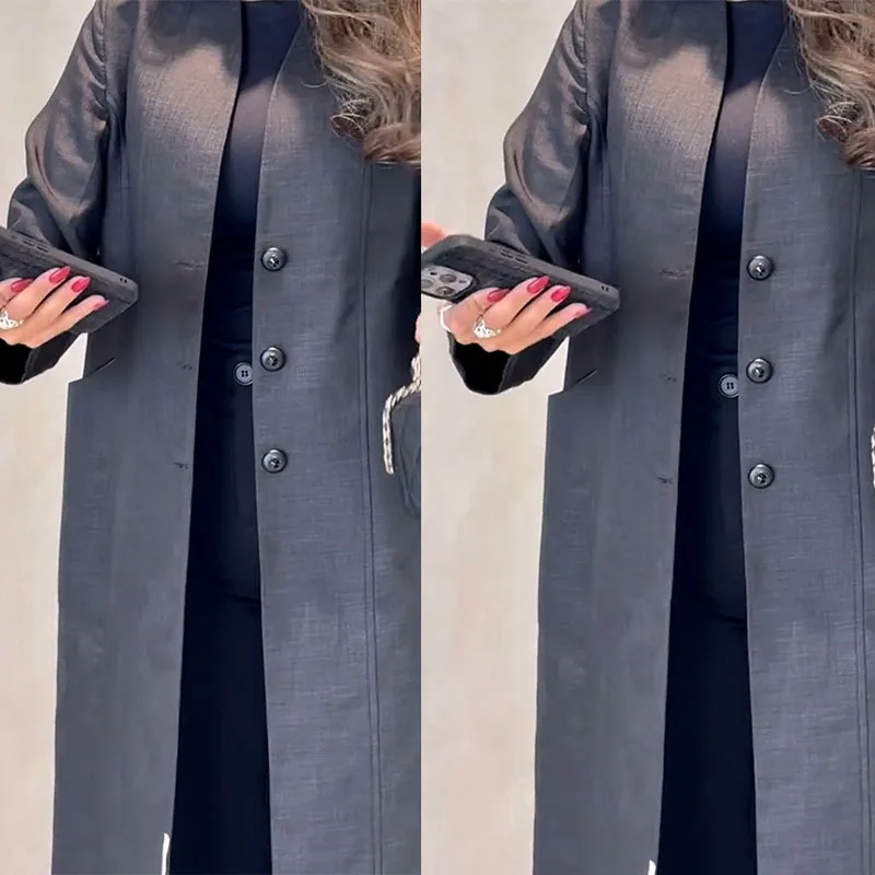 

Сексуальное повседневное платье миди больших размеров в корейском стиле, свободного кроя, с длинными рукавами, из полиэстера, комфортное, с эффектом похудения