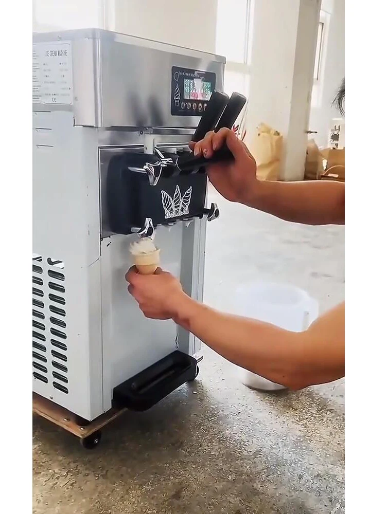 

Маленькая настольная машина для мороженого, 18 л/ч, 2 + 1 вкус, машина для мягкого мороженого, магазин десертов, оборудование для мороженого