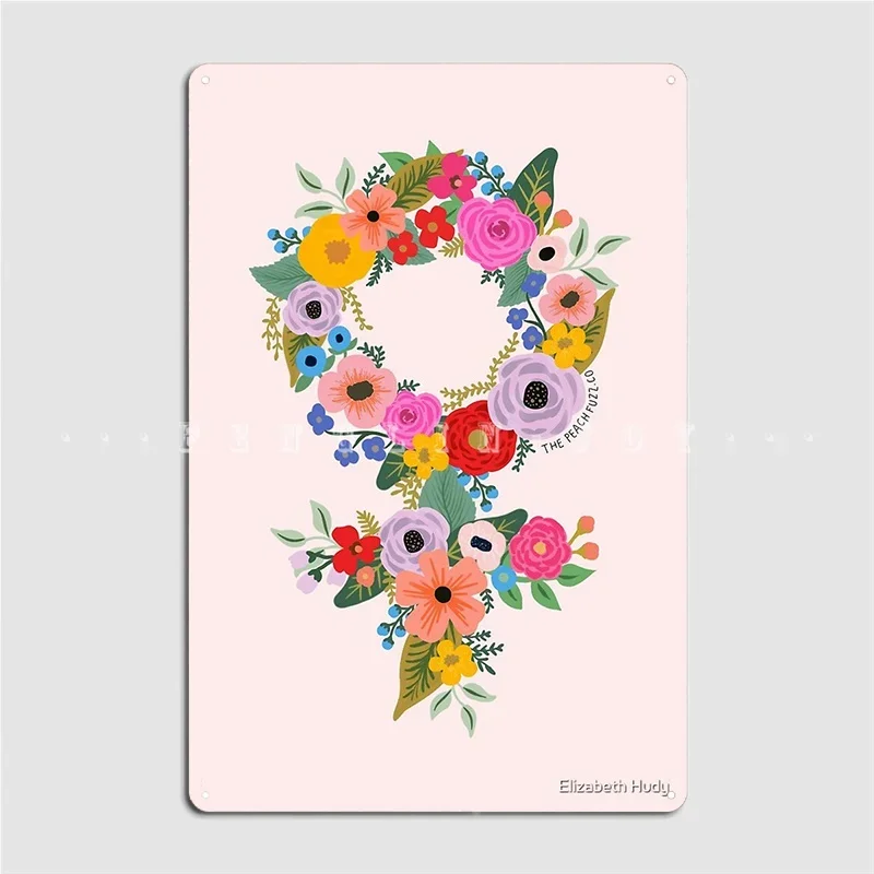 Floral Feminist The Peach Fuzz Metal Sign Wall Cave Club Bar Classic Mural Painting Tin Sign Poster