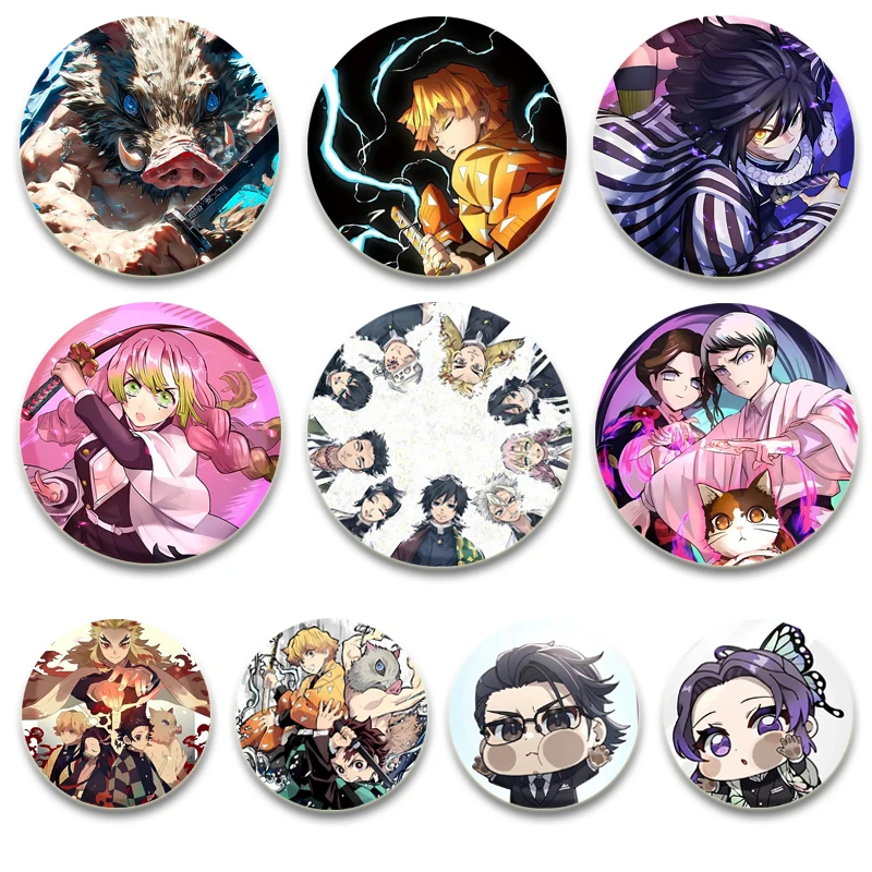 Kochou Shinobu Tsuyuri Kanao Cartoon Pin Kamado Tanjirou Kamado Nezuko Anime Brooch Agatsuma Zenitsu Kanroji Mitsuri Demon Badge