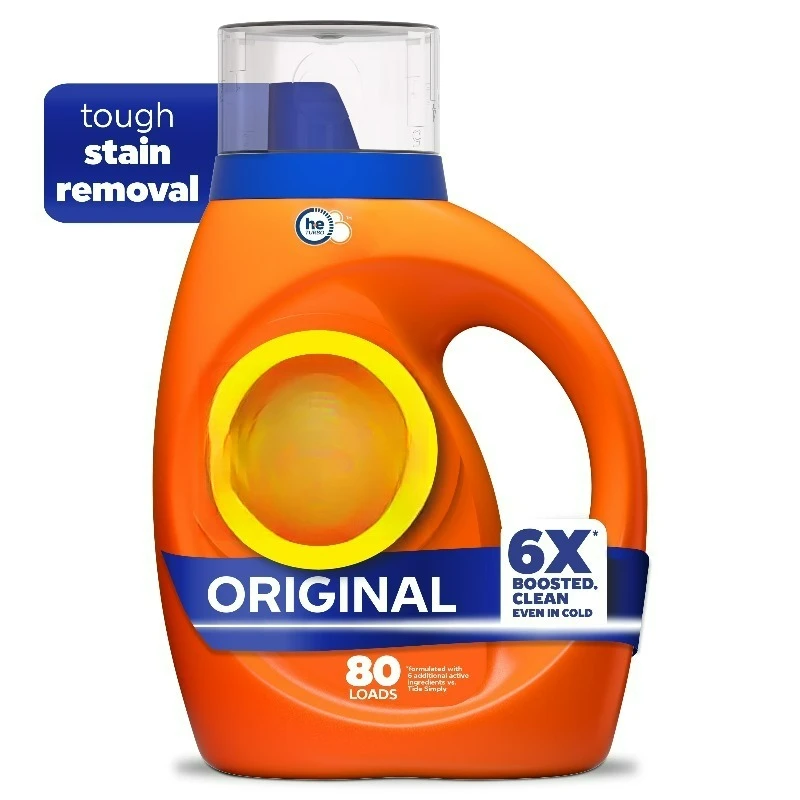 

Жидкое моющее средство для стирки с 6-кратным усиленным очищающим эффектом, оригинальный аромат, 100 жидких унций, на 80 стирок