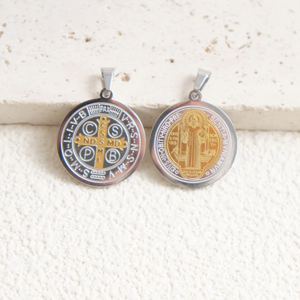 2 قطعة الفولاذ المقاوم للصدأ سان بينيتو قلادة للمجوهرات المعدنية سان بينيتو ميدالية لقلادة سوار بالجملة