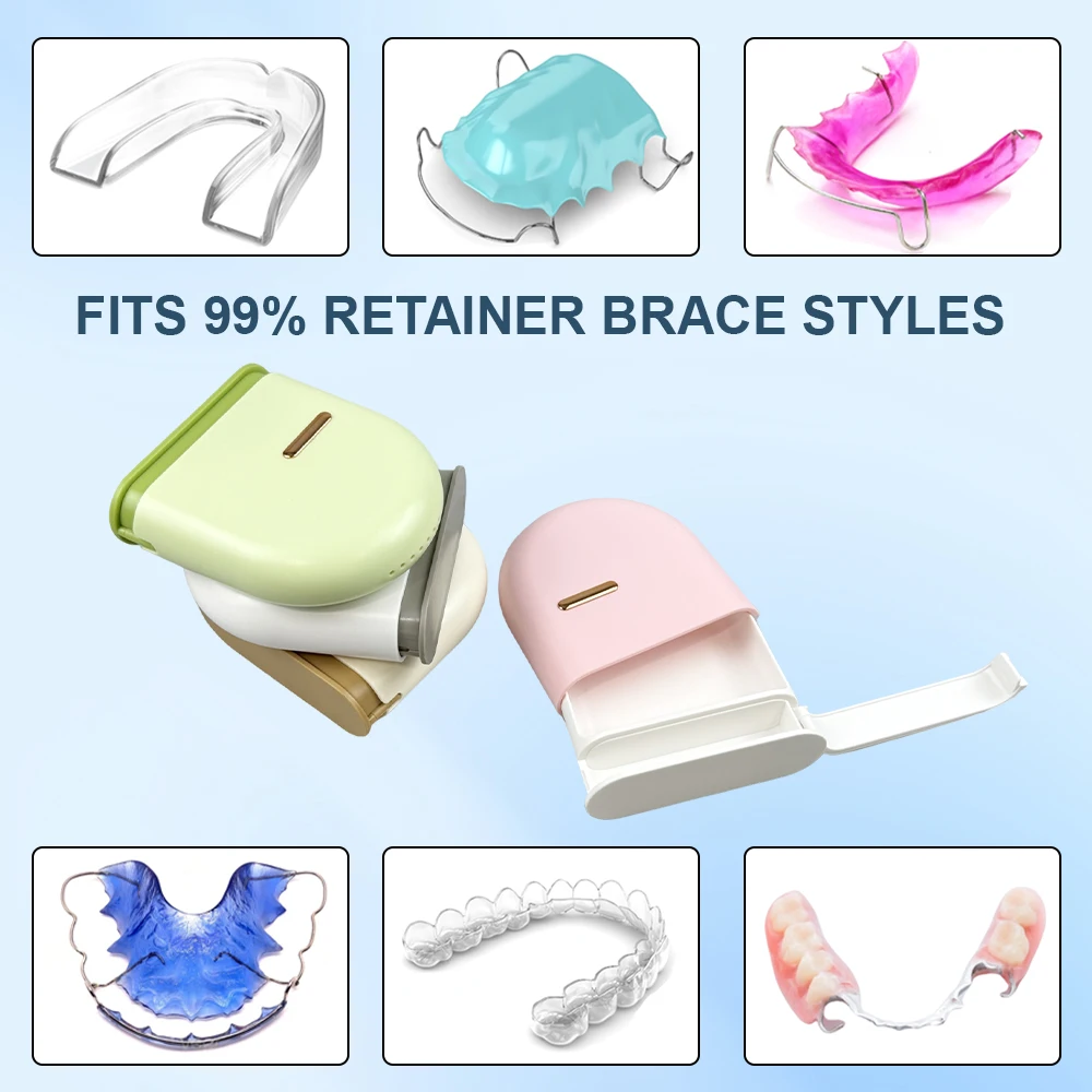 Portable Denture Tray Box Dental Orthodontic Retainer Box Case Oral Cleaning False Teeth Denture Storage Box Teeth Aligner