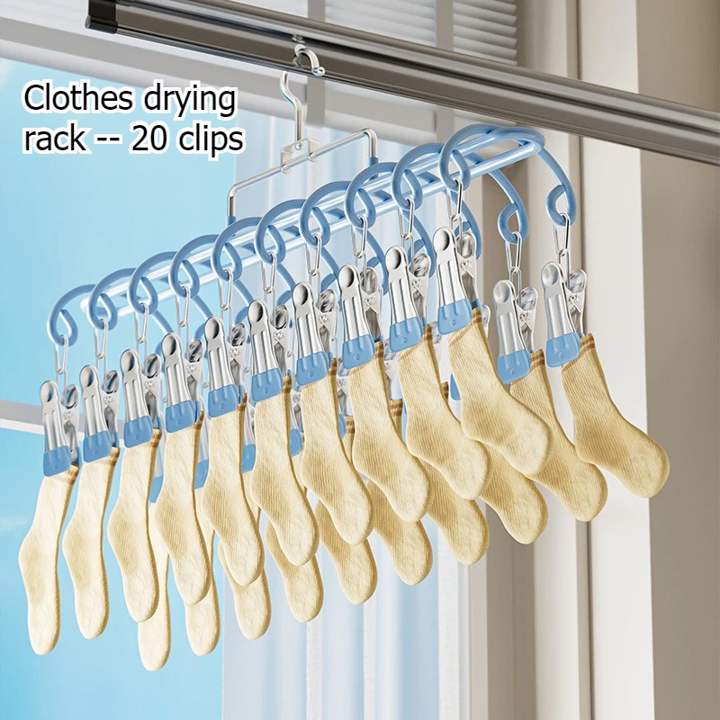 1/2 Stück 20-Clip ​ ​ Wäscheständer ​ ​ Winddicht zum Aufhängen ​ ​ Sockenhalter für Kleiderschrank und Hosen ​ ​ Multifunktionaler Organizer für Unterwäsche – Detail 13
