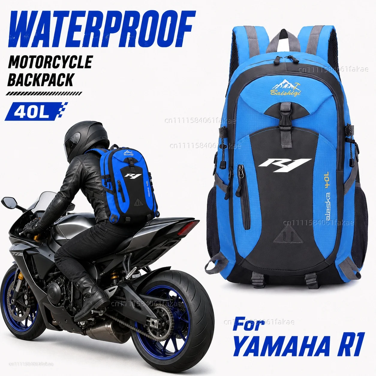 

For YAMAHA YZFR1 YZF R1 Motorcycle Backpack 40L Waterproof Travel Backpack Outdoor Hiking Camping Daypack Lightweight Riding