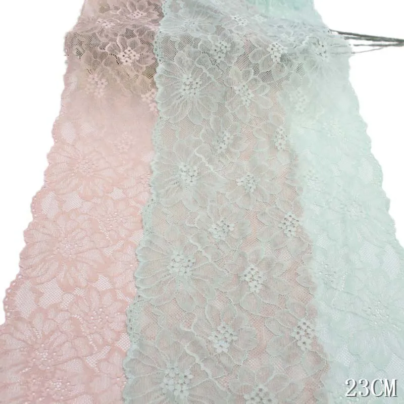 

49Yards Pink Mint Green Elastic Lace Trim Lingerie Sewing Craft DIY Apparel Fabric Lace Wedding Sleeve 22cm